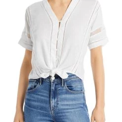 Promo 🌟 Rails Thea 👩 Womens Linen Tie Front Button-Down Top 💯