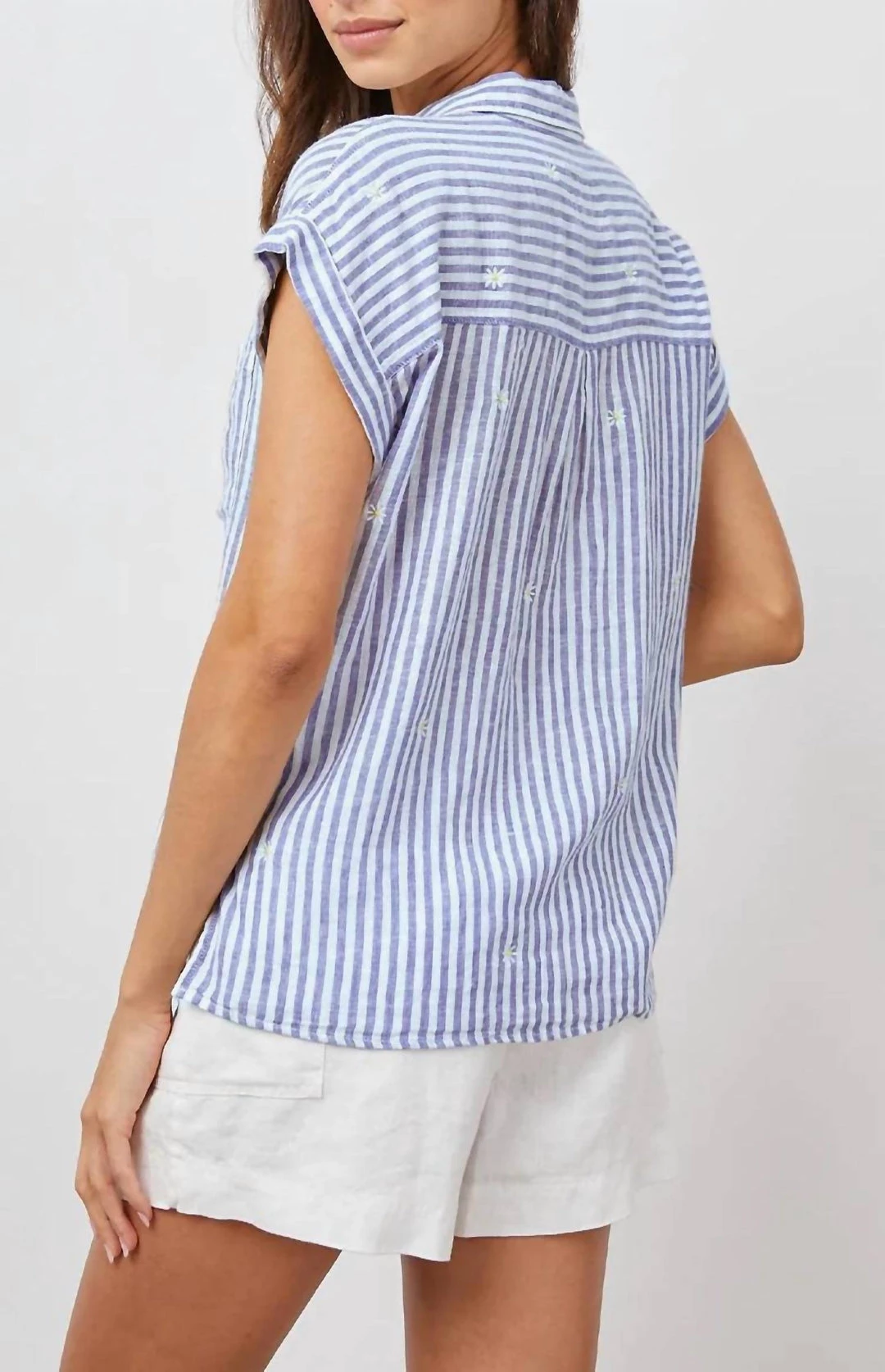 Hot Sale π― Rails Whitney Stripe Linen Blend π Shirt In Blue Stripe Daisy Embroidery for π© women π€© 2 Hot Sale π― Rails Whitney Stripe Linen Blend π Shirt In Blue Stripe Daisy Embroidery for π© women π€© - Image 2