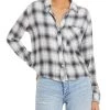 Flash Sale 🧨 Rails Dylan 👩 Womens Cropped Hi Low Button-Down Top 🎁