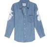 Coupon 😉 Rails Ingrid Denim 👕 Shirt With White Floral Patches in Medium Vintage for 👩 women ⭐
