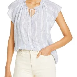 Discount 😀 Rails Raven 👩 Womens Linen Blend Flutter Sleeve Blouse ✔️