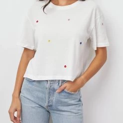 Wholesale 😉 Rails Daisy Boxy Crew Tee in White for 👩 women ❤️