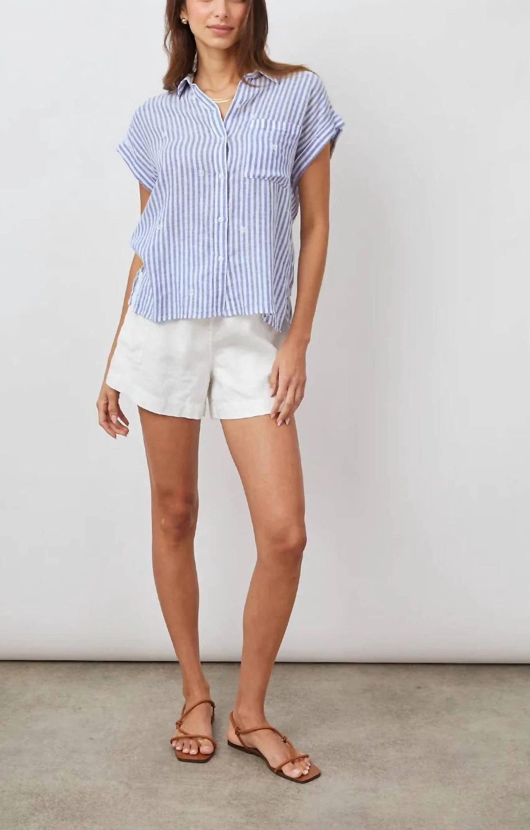 Hot Sale π― Rails Whitney Stripe Linen Blend π Shirt In Blue Stripe Daisy Embroidery for π© women π€© 1 Hot Sale π― Rails Whitney Stripe Linen Blend π Shirt In Blue Stripe Daisy Embroidery for π© women π€©