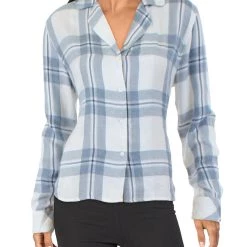 Budget 🔔 Rails 👩 Womens Plaid V-Neck Button-Down Top 👍